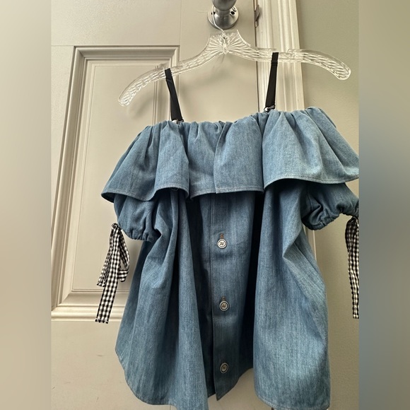 Authentic Miu Miu Off Shoulder Top in Denim Colour- Preloved - Picture 1 of 8